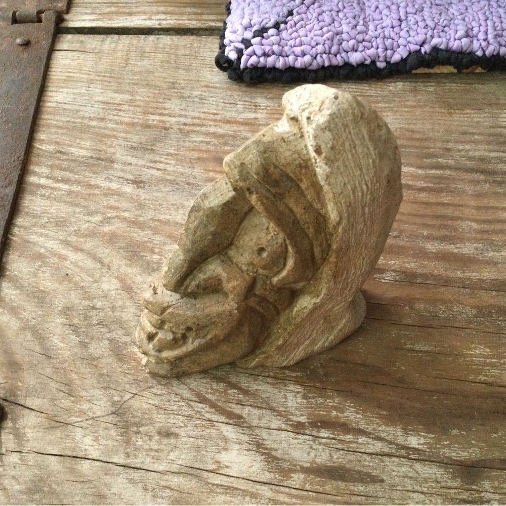 Carved Soapstone Indigenous Face